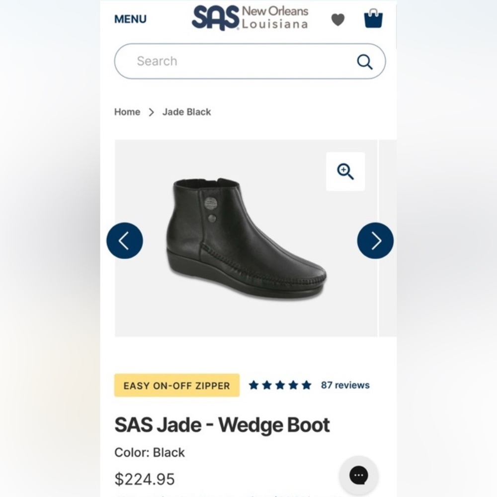 SAS Jade Wedge Ankle Boot Sz 8 M Black - Picture 9 of 11
